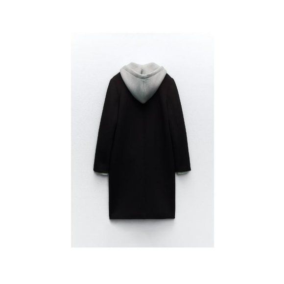ZARA CONTRASTING COAT WITH REMOVABLE HOOD - Picture 5 of 6